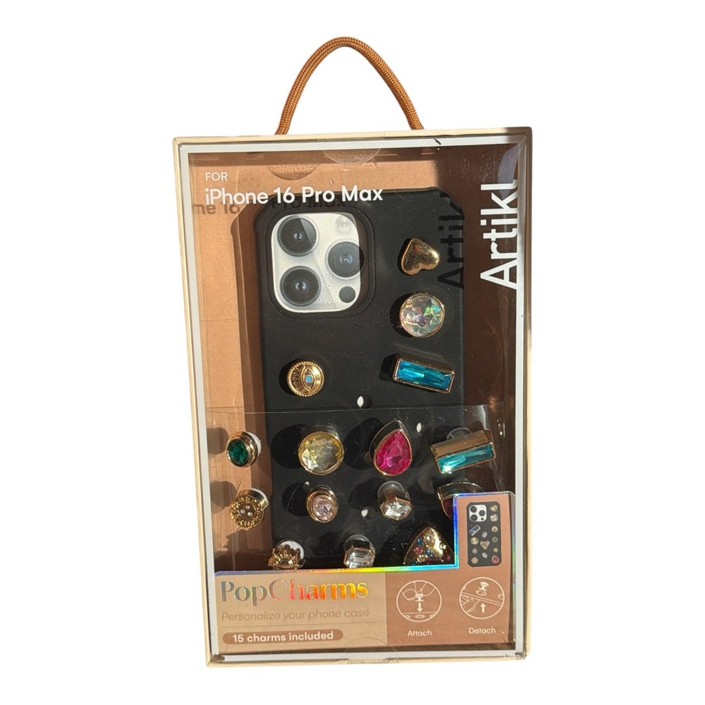 Artikl iPhone 16 Pro Max Phone Case Black 15 Pop Charms Jewel Rhinestone NIB